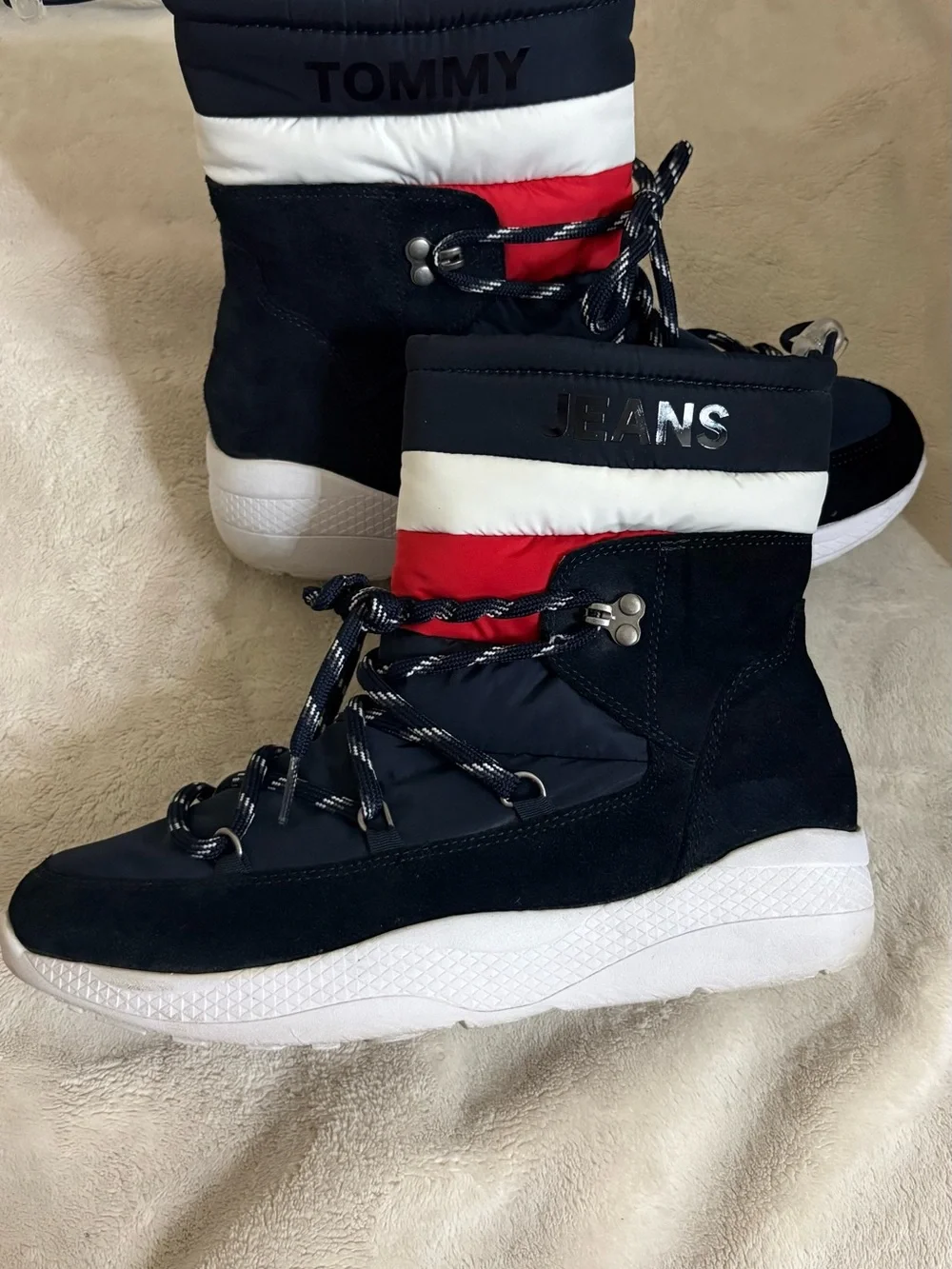 Tommy Jeans Navy Red White High-Top SnowBoots